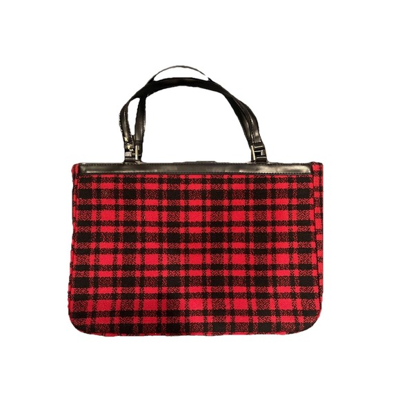 Christmas Purse Handbag Red Plaid Black Bow Medium Tote - Picture 2 of 7